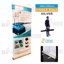 1000x2000mm SILVER, Standard Pull Up Banner with Graphic